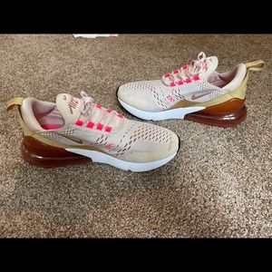 Nike AirMax 270 size 9 gold and pink combo GUC